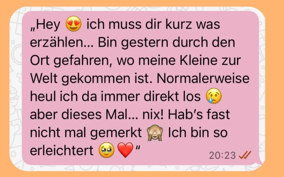 Erfolgsstory: Bin durch den Ort gefahren, wo meine Kleine zur Welt kam – dieses Mal ohne Tränen. Ich bin so erleichtert.
